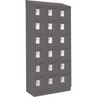 Clean Line Lockerette, 6 -tier, Bank of 3, 36" x 18" x 82", Steel, Charcoal, Rivet (Assembled) Absolute Business Supply