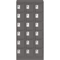 Clean Line Lockerette, 6 -tier, Bank of 3, 36" x 18" x 82", Steel, Charcoal, Rivet (Assembled) Absolute Business Supply