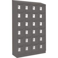 Clean Line Lockerette, 6 -tier, Bank of 4, 48" x 18" x 82", Steel, Charcoal, Rivet (Assembled) Absolute Business Supply