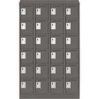Clean Line Lockerette, 6 -tier, Bank of 4, 48" x 18" x 82", Steel, Charcoal, Rivet (Assembled) Absolute Business Supply