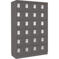 Clean Line Lockerette, 6 -tier, Bank of 4, 48" x 18" x 76", Steel, Charcoal, Rivet (Assembled) Absolute Business Supply