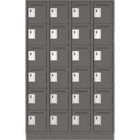 Clean Line Lockerette, 6 -tier, Bank of 4, 48" x 18" x 76", Steel, Charcoal, Rivet (Assembled) Absolute Business Supply