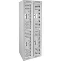 Casiers Clean Line, 2 niveaux, Bloc de 2, 24" x 15" x 72", Acier, Gris, Rivet (assembl&eacute;), Perfor&eacute; Absolute Business Supply
