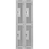 Casiers Clean Line, 2 niveaux, Bloc de 2, 24" x 15" x 72", Acier, Gris, Rivet (assembl&eacute;), Perfor&eacute; Absolute Business Supply