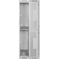 Casiers Clean Line, 2 niveaux, Bloc de 2, 24" x 15" x 72", Acier, Gris, Rivet (assembl&eacute;), Perfor&eacute; Absolute Business Supply