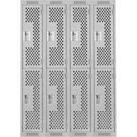 Clean Line Lockers, 2 -tier, Bank of 4, 48" x 15" x 72", Steel, Grey, Rivet (Assembled), Perforated Absolute Business Supply