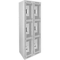 Casiers Clean Line, 3 niveaux, Bloc de 2, 24" x 12" x 72", Acier, Gris, Rivet (assembl&eacute;), Perfor&eacute; Absolute Business Supply