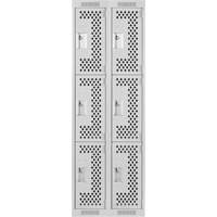Casiers Clean Line, 3 niveaux, Bloc de 2, 24" x 12" x 72", Acier, Gris, Rivet (assembl&eacute;), Perfor&eacute; Absolute Business Supply