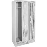 Clean Line Lockers, Bank of 3, 36" x 12" x 76", Steel, Grey, Rivet (Assembled), Perforated Absolute Business Supply