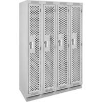 Clean Line Lockers, Bank of 4, 48" x 12" x 76", Steel, Grey, Rivet (Assembled), Perforated Absolute Business Supply