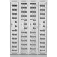 Clean Line Lockers, Bank of 4, 48" x 12" x 76", Steel, Grey, Rivet (Assembled), Perforated Absolute Business Supply
