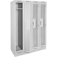 Clean Line Lockers, Bank of 4, 48" x 12" x 76", Steel, Grey, Rivet (Assembled), Perforated Absolute Business Supply