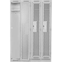 Clean Line Lockers, Bank of 4, 48" x 12" x 76", Steel, Grey, Rivet (Assembled), Perforated Absolute Business Supply