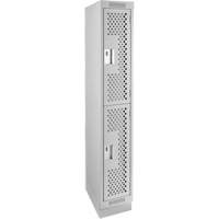 Clean Line Lockers, 2 -tier, 12" x 18" x 76", Steel, Grey, Rivet (Assembled), Perforated Absolute Business Supply