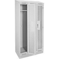 Clean Line Lockers, Bank of 3, 36" x 15" x 82", Steel, Grey, Rivet (Assembled), Perforated Absolute Business Supply