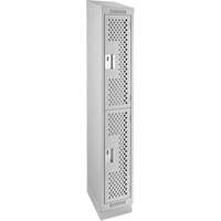 Clean Line Lockers, 2 -tier, 12" x 12" x 82", Steel, Grey, Rivet (Assembled), Perforated Absolute Business Supply