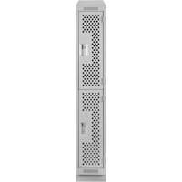 Clean Line Lockers, 2 -tier, 12" x 12" x 82", Steel, Grey, Rivet (Assembled), Perforated Absolute Business Supply