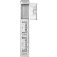 Clean Line Lockers, 3 -tier, 12" x 15" x 82", Steel, Grey, Rivet (Assembled), Perforated Absolute Business Supply