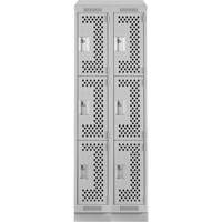 Casiers Clean Line, 3 niveaux, Bloc de 2, 24" x 18" x 82", Acier, Gris, Rivet (assembl&eacute;), Perfor&eacute; Absolute Business Supply