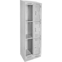 Casiers Clean Line, 3 niveaux, Bloc de 2, 24" x 18" x 82", Acier, Gris, Rivet (assembl&eacute;), Perfor&eacute; Absolute Business Supply