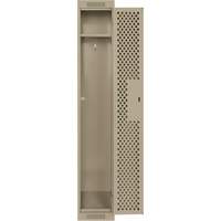 Clean Line Lockers, 12" x 15" x 72", Steel, Beige, Rivet (Assembled), Perforated Absolute Business Supply