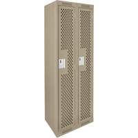Clean Line Lockers, Bank of 2, 24" x 15" x 72", Steel, Beige, Rivet (Assembled), Perforated Absolute Business Supply