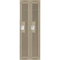 Clean Line Lockers, Bank of 2, 24" x 15" x 72", Steel, Beige, Rivet (Assembled), Perforated Absolute Business Supply