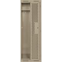 Clean Line Lockers, Bank of 2, 24" x 15" x 72", Steel, Beige, Rivet (Assembled), Perforated Absolute Business Supply