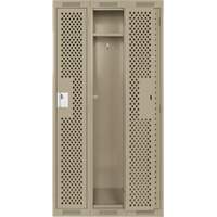 Clean Line Lockers, Bank of 3, 36" x 15" x 72", Steel, Beige, Rivet (Assembled), Perforated Absolute Business Supply