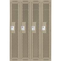 Clean Line Lockers, Bank of 4, 48" x 15" x 72", Steel, Beige, Rivet (Assembled), Perforated Absolute Business Supply