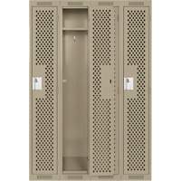 Clean Line Lockers, Bank of 4, 48" x 15" x 72", Steel, Beige, Rivet (Assembled), Perforated Absolute Business Supply