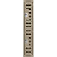 Clean Line Lockers, 2 -tier, 12" x 15" x 72", Steel, Beige, Rivet (Assembled), Perforated Absolute Business Supply