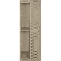 Clean Line Lockers, 2 -tier, Bank of 2, 24" x 15" x 72", Steel, Beige, Rivet (Assembled), Perforated Absolute Business Supply