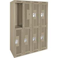 Clean Line Lockers, 2 -tier, Bank of 4, 48" x 15" x 72", Steel, Beige, Rivet (Assembled), Perforated Absolute Business Supply