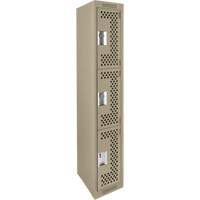 Casiers Clean Line, 3 niveaux, 12" x 12" x 72", Acier, Beige, Rivet (assembl&eacute;), Perfor&eacute; Absolute Business Supply