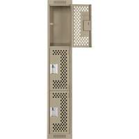 Casiers Clean Line, 3 niveaux, 12" x 12" x 72", Acier, Beige, Rivet (assembl&eacute;), Perfor&eacute; Absolute Business Supply