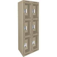 Casiers Clean Line, 3 niveaux, Bloc de 2, 24" x 12" x 72", Acier, Beige, Rivet (assembl&eacute;), Perfor&eacute; Absolute Business Supply