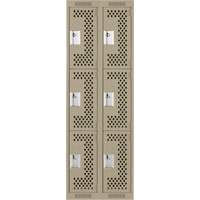 Casiers Clean Line, 3 niveaux, Bloc de 2, 24" x 12" x 72", Acier, Beige, Rivet (assembl&eacute;), Perfor&eacute; Absolute Business Supply
