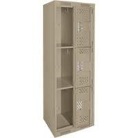Casiers Clean Line, 3 niveaux, Bloc de 2, 24" x 12" x 72", Acier, Beige, Rivet (assembl&eacute;), Perfor&eacute; Absolute Business Supply