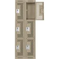 Casiers Clean Line, 3 niveaux, Bloc de 2, 24" x 12" x 72", Acier, Beige, Rivet (assembl&eacute;), Perfor&eacute; Absolute Business Supply