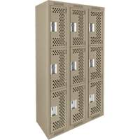 Casiers Clean Line, 3 niveaux, Bloc de 3, 36" x 12" x 72", Acier, Beige, Rivet (assembl&eacute;), Perfor&eacute; Absolute Business Supply