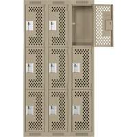 Casiers Clean Line, 3 niveaux, Bloc de 3, 36" x 12" x 72", Acier, Beige, Rivet (assembl&eacute;), Perfor&eacute; Absolute Business Supply