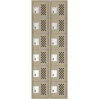 Assembled Lockerettes Clean Line Perforated Economy Lockers, 6 -tier, Bank of 2, 18" x 72" x 12", Steel Absolute Business Supply