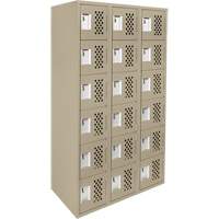 Assembled Lockerettes Clean Line Perforated Economy Lockers, 6 -tier, Bank of 3, 18" x 72" x 12", Steel Absolute Business Supply