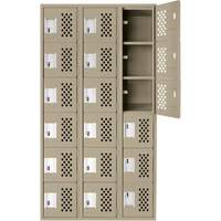 Assembled Lockerettes Clean Line Perforated Economy Lockers, 6 -tier, Bank of 3, 18" x 72" x 12", Steel Absolute Business Supply