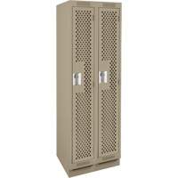 Clean Line Lockers, Bank of 2, 24" x 12" x 76", Steel, Beige, Rivet (Assembled), Perforated Absolute Business Supply