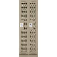 Clean Line Lockers, Bank of 2, 24" x 12" x 76", Steel, Beige, Rivet (Assembled), Perforated Absolute Business Supply