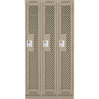 Clean Line Lockers, Bank of 3, 36" x 12" x 76", Steel, Beige, Rivet (Assembled), Perforated Absolute Business Supply