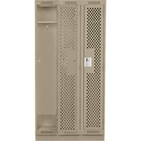 Clean Line Lockers, Bank of 3, 36" x 12" x 76", Steel, Beige, Rivet (Assembled), Perforated Absolute Business Supply