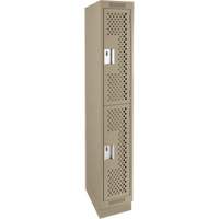 Clean Line Lockers, 2 -tier, 12" x 18" x 76", Steel, Beige, Rivet (Assembled), Perforated Absolute Business Supply